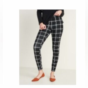 Skinny plaid high rise pants